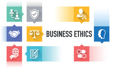 BUSINESS ETHICS FLAT ICON SET