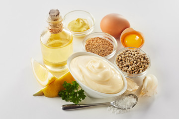 Recipe ingredients for gourmet homemade mayonnaise