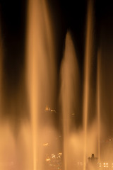 long exposure close up shot of the magic fountain tourist attraction in barcelona in spain in europe on a cold crisp clear winter's night