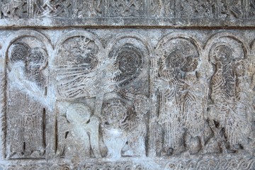 Birth of Jesus, Pluteus from St. Nediljica, Archeological Museum in Zadar, Croatia
