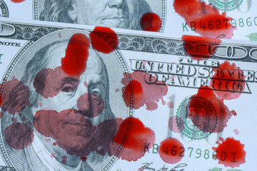 Bloody money,one hundred dollar in blood