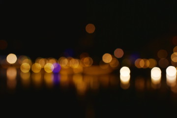 blurry light of building on river background and texture
