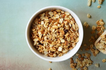 Homemade Granola Close up, selective focus