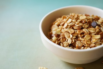 Homemade Granola Close up, selective focus