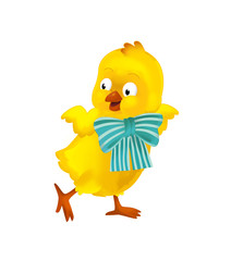 cartoon happy easter chicken on white background - illustration for the children