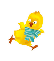 cartoon happy easter chicken on white background - illustration for the children