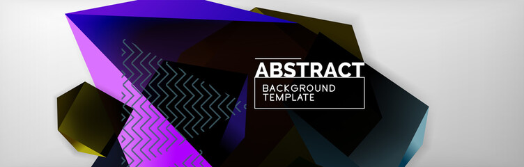 Dark 3d triangular low poly shapes abstract background