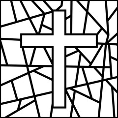 Holy easter. Cross on stained glass. The symbol of the holiday. Religion.