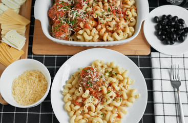 meatballs with pasta and parmesan