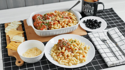 meatballs with pasta and parmesan