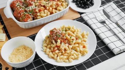 meatballs with pasta and parmesan