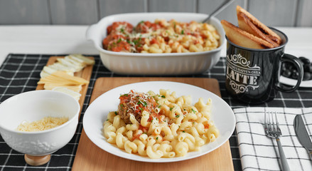 meatballs with pasta and parmesan
