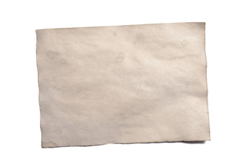 Old blank piece of antique vintage crumbling paper manuscript or parchment