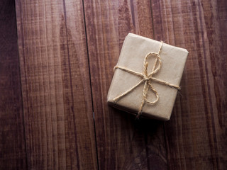 gift box on wood table