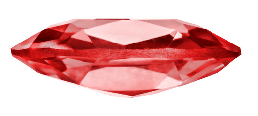 red long ruby isolated on white