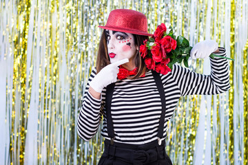 woman dressed as mime