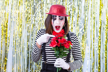woman dressed as mime