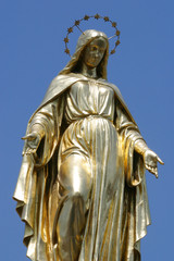Golden statue of Virgin Mary