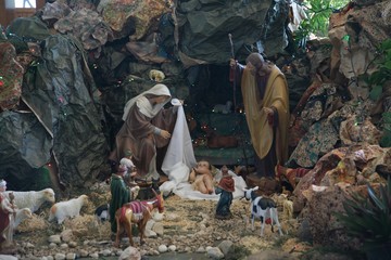 Nativity scene, The Church of the House of Peter, Capernaum, Israel
