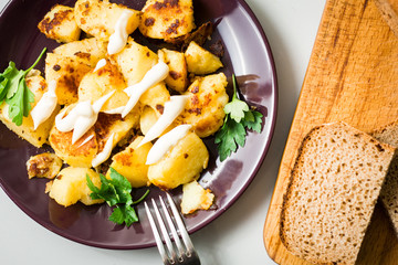 Fried tasty potato is ready for the lunch