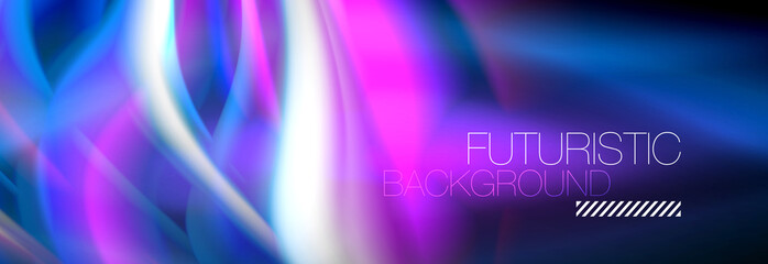 Fluid colors mixing glowing neon wave background, holographic texture