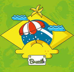 flag of brazil with culture icons