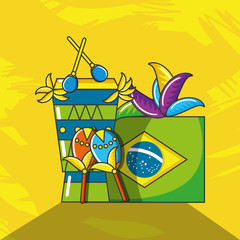 flag of brazil with culture icons