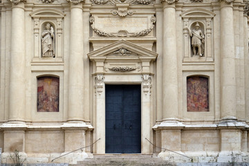 Portal of St. Catherine church and Mausoleum of Ferdinand II, Graz, Austria 