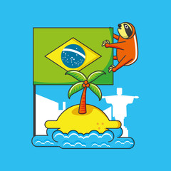 flag of brazil with culture icons