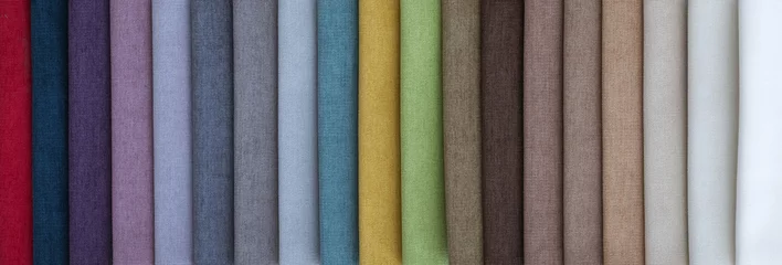 Fotobehang Colorful upholstery fabric samples in store © serikbaib