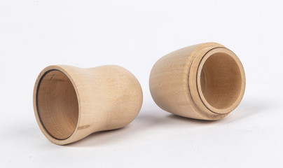 Open wooden nesting doll isolated