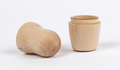 Open wooden nesting doll isolated