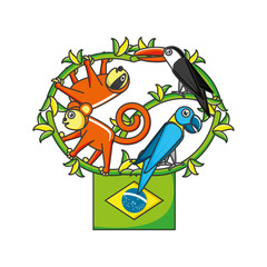 flag of brazil with culture icons