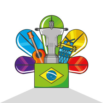 flag of brazil with culture icons