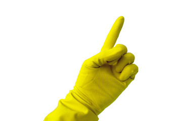 Hand in latex glove showing number one