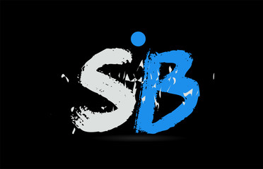 blue white alphabet letter combination SB S B logo design