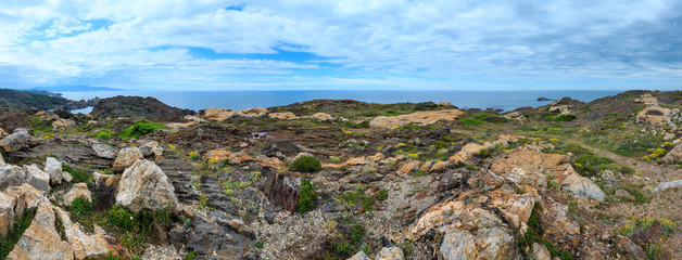 Rocky sea coast summer view from Creus cape, Spain.