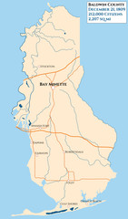 Large and detailed map of Baldwin county in Alabama, USA