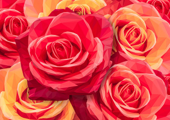 Fototapeta na wymiar Illustration 3d low polygon rose.