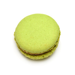 Beautiful macaroon green isolated on white background. French confection