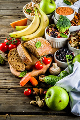 Healthy food. Selection of good carbohydrate sources, high fiber rich food. Low glycemic index...