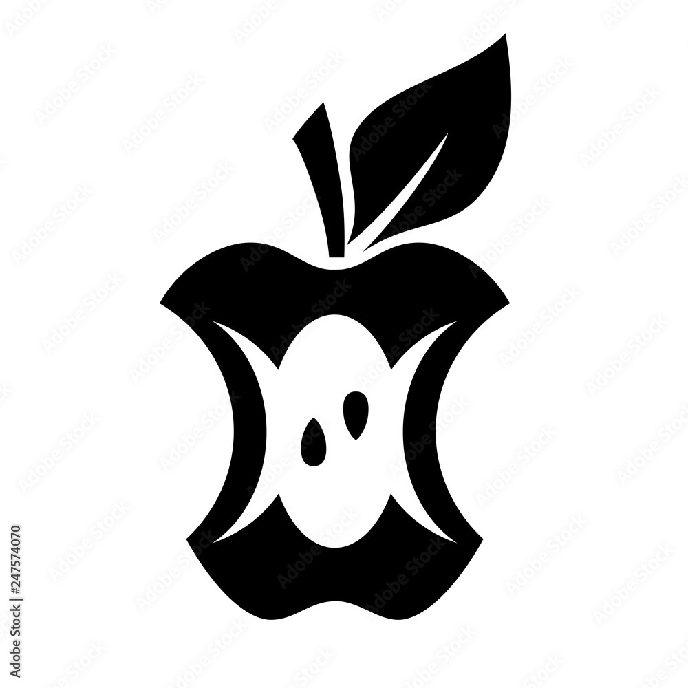 Sticker apple core vector icon