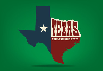 Texas Map with Nickname The Lone Star State Vector EPS