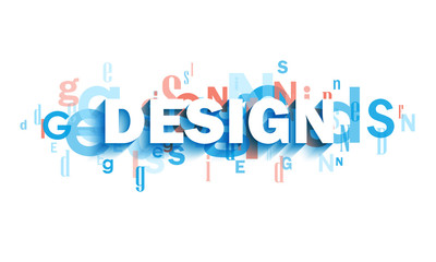 DESIGN blue and coral typography