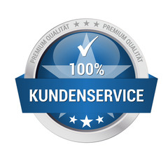 blaues G&uuml;tesiegel f&uuml;r 100% Kundenservice