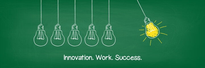 Glühbirnen Pendel auf grüner Tafel