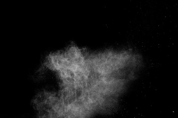 white powder effect splash for makeup artist or graphic design in black background