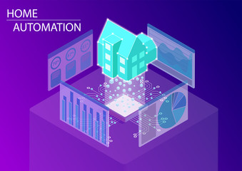 Obraz premium Home automation and analysis concept. 3d isometric vector illustration. 