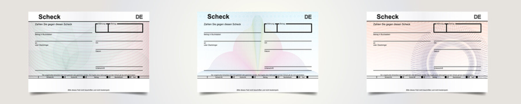 Set aus Schecks mit abstrakten Hintergr&uuml;nden