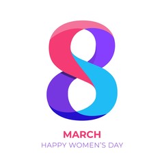 International women's day poster. 8 march 3d illustration. Eps10 vector illustration.